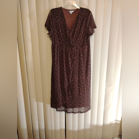 🔥Croft & Barrow XL Crossover Empire Waist Midi Plum Paisley wrap dress - Picture 12 of 16